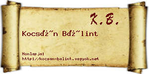 Kocsán Bálint névjegykártya