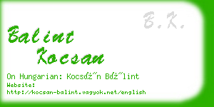 balint kocsan business card